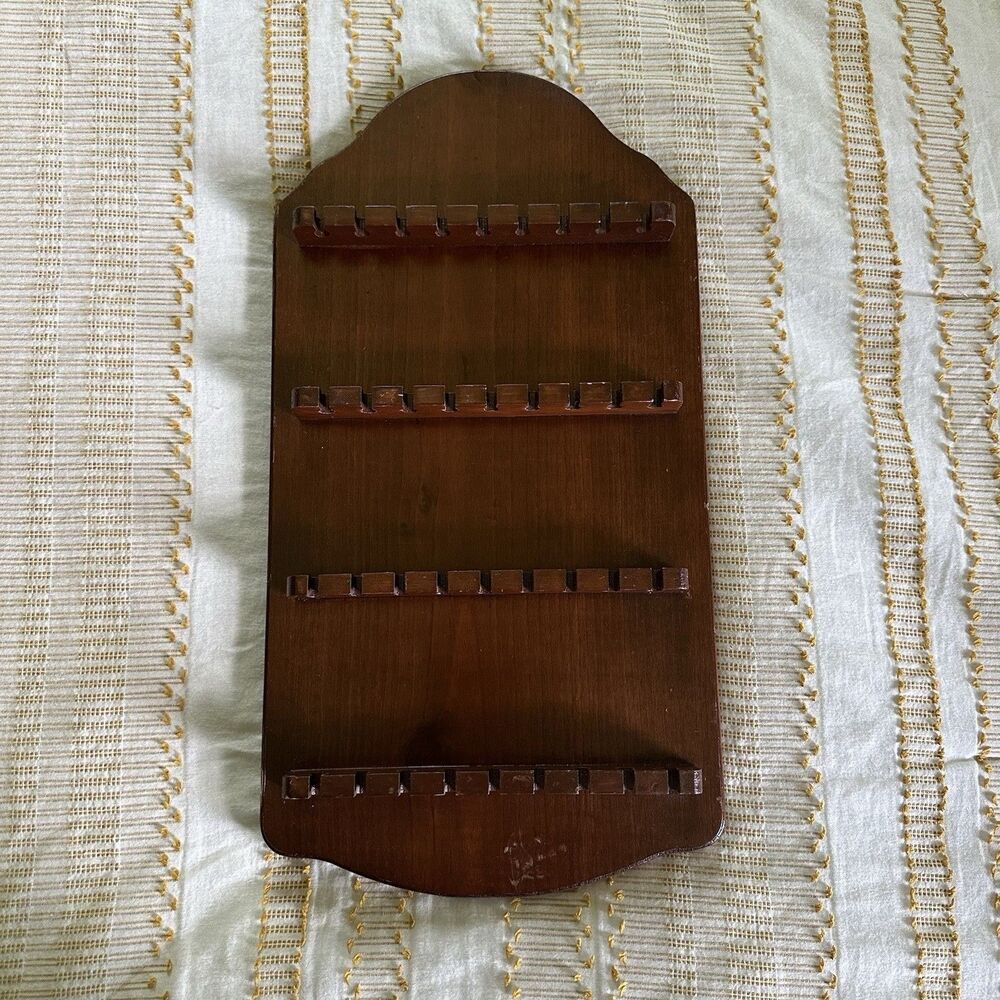 Wooden Collectible Spoon Display Rack Holder, Brown, 20x10 in, 36 slots